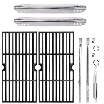 Hiorucet Grill Grates Replacement Parts for Charbroil Advantage 2 Burner 463642116, 463642015, Grid Cooking Grates, Heat Plate, Burner, Ignitor and Crossover Tube for Char-broil Advantage Grill Parts.