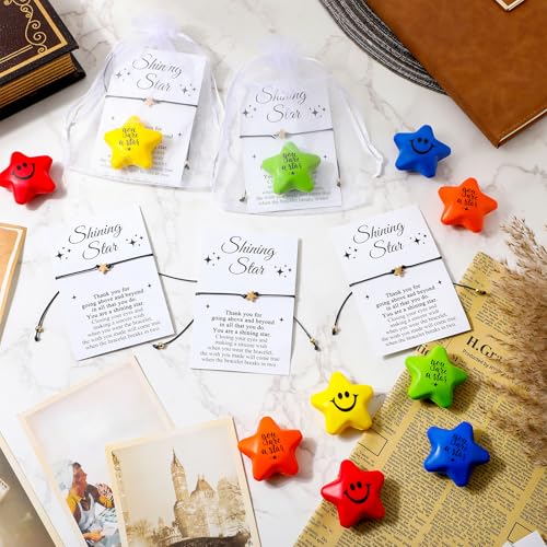 Colarr 50 Sets Star Gifts Wish Bracelets Bulk Inspirational Teacher Appreciation Thank You Gift Adjustable Friendship Bracelets with Wish Cards for School Students Employee Coworker Team3