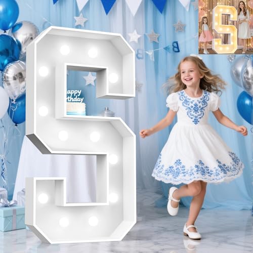 Image of Pooqla 4 FT Marquee Light Up Letters, Cool White and Warm White Marquee Letter 4 Feet Tall, Giant LED Sign Big Mosaic Letter S for Balloons Birthday Party Anniversary Wedding Decorations