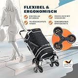 MONZANA® 3in1 Einkaufstrolley 56L bis 50 kg klappbar abnehmbare Tasche 6 Rollen Tragegurt...