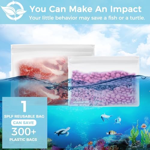 SPLF 6 Pack Reusable Half Gallon Freezer Bags, Reusable Food Storage Bags, Bpa Free Stand Up Extra Thick Leakproof Silicone and Plastic Free Zipper Sandwich Snack Lunch Bags - Thumbnail 5