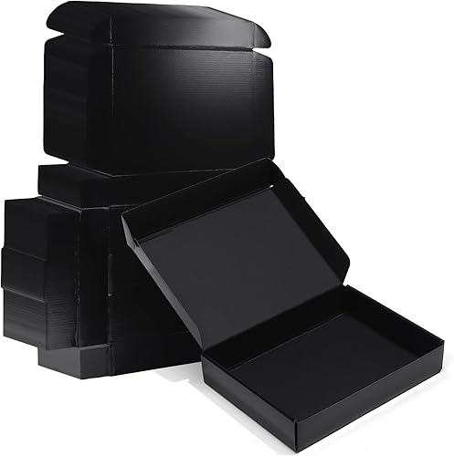 ZBEIVAN Cajas de envío negras de 11 x 8 x 2 pulgadas, 20 paquetes de cajas de cartón corrugado para envíos de libros de pequeñas empresas con tapas