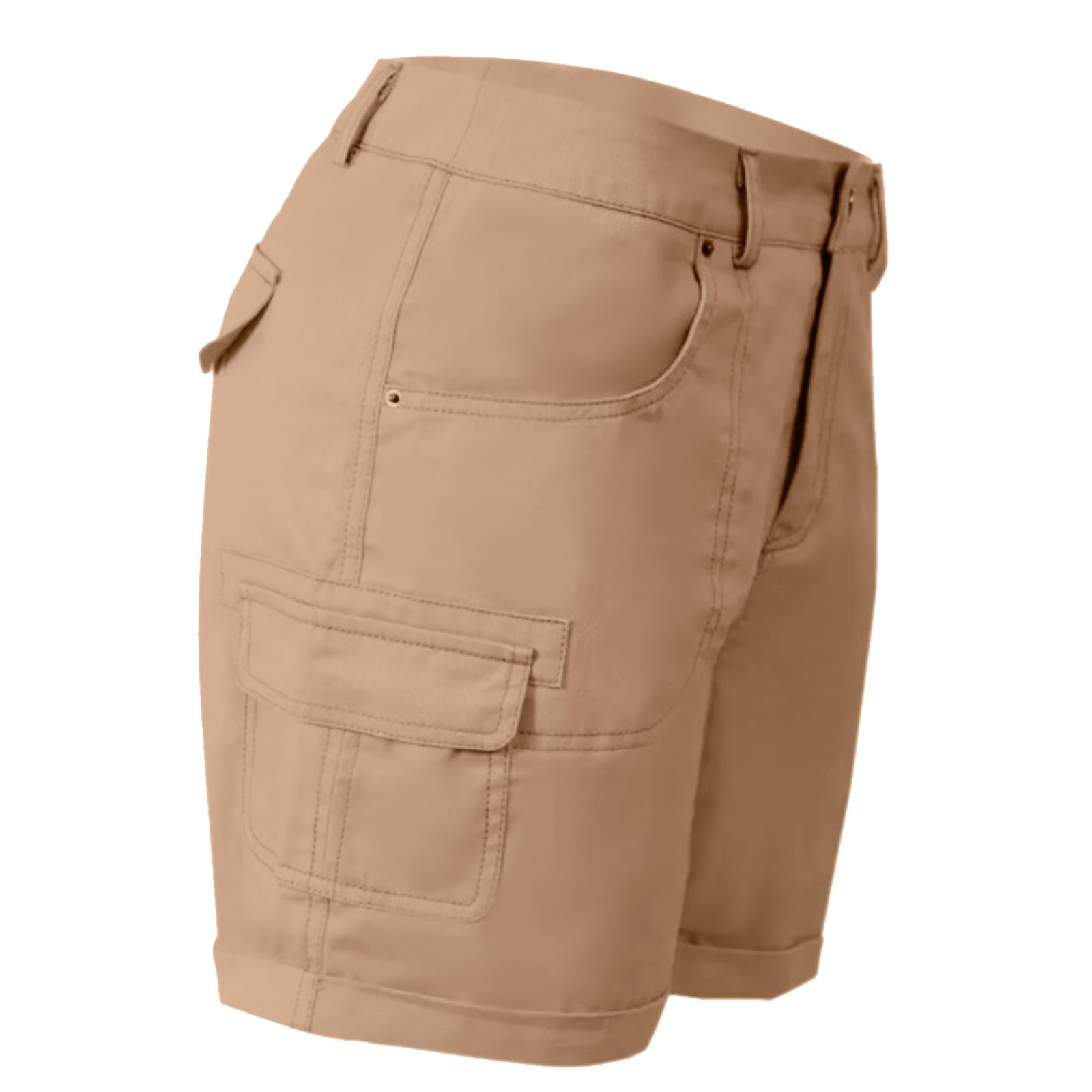 Women's Cargo Shorts Casual Summer High Waisted Casual Short Pants Loose Trendy Summer Hiking Shorts Outdoor Outfits Khaki