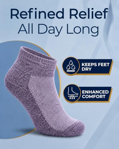 Image of Pembrook Ankle Diabetic Socks for Women & Men | 6 Pairs | Wide Non Binding Socks Quarter Length | Edema Neuropathy Socks