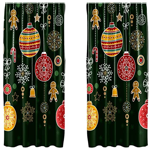 Cortinas navideñas de 2 paneles para salón y dormitorio (55 x 84 pulgadas) 2