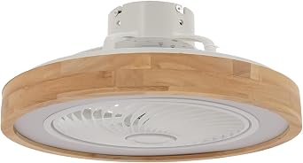 20In Low Profile Ceiling Fan with Light, Modern Wooden Flush Mount Fandelier, 6 Speed with Remote Control, Enclosed Lampshade, for Bedroom, Dining Room and Small Spaces Wood Color