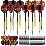 SUPERWSLING Set di 12 freccette con punta in plastica, frecce morbide con 24 bacheche extra, 100 frecce intercambiabili, stabili e flessibili in plastica (nero rosso)