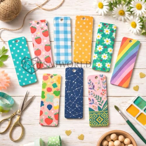 Image of Pine MDF Blank Bookmarks for DIY Craft - Rectangle Wooden Bookmark Cutouts for Painting, Resin, Decoupage & Art Projects | Unfinished Wooden Bookmarks for Kids, Teachers & Artists | Set of 10