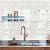 Vamos Tile Long Hexagon Peel and Stick Backsplash Tile - 10 Sheets Stick on Backsplash for Kitchen and Bathroom 12.4 x 12 Inch Glossy Dolomite White PVC Self Adhesive Mosaic Wall Tiles