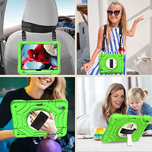 Avawo Ipad 10Th Generation Case 10.9 Inch 2022, Ipad 10.9 Cover, Built-In Screen Protector & Shoulder Strap & 360°Rotating Kickstand Shockproof Kids Child-Proof Case For 10.9" Ipad 10Th Gen 2022,Green #TOP6