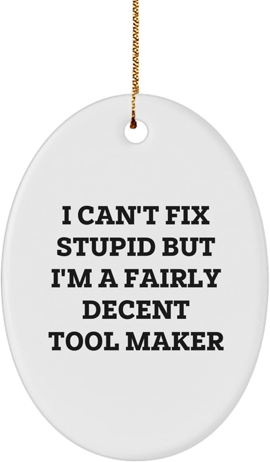 Funny Tool Maker Gifts from Friends for Christmas - Oval Ornament, I Can't Fix Stupid But I'm A Fairly Decent Tool Maker, Christmas Unique Gifts