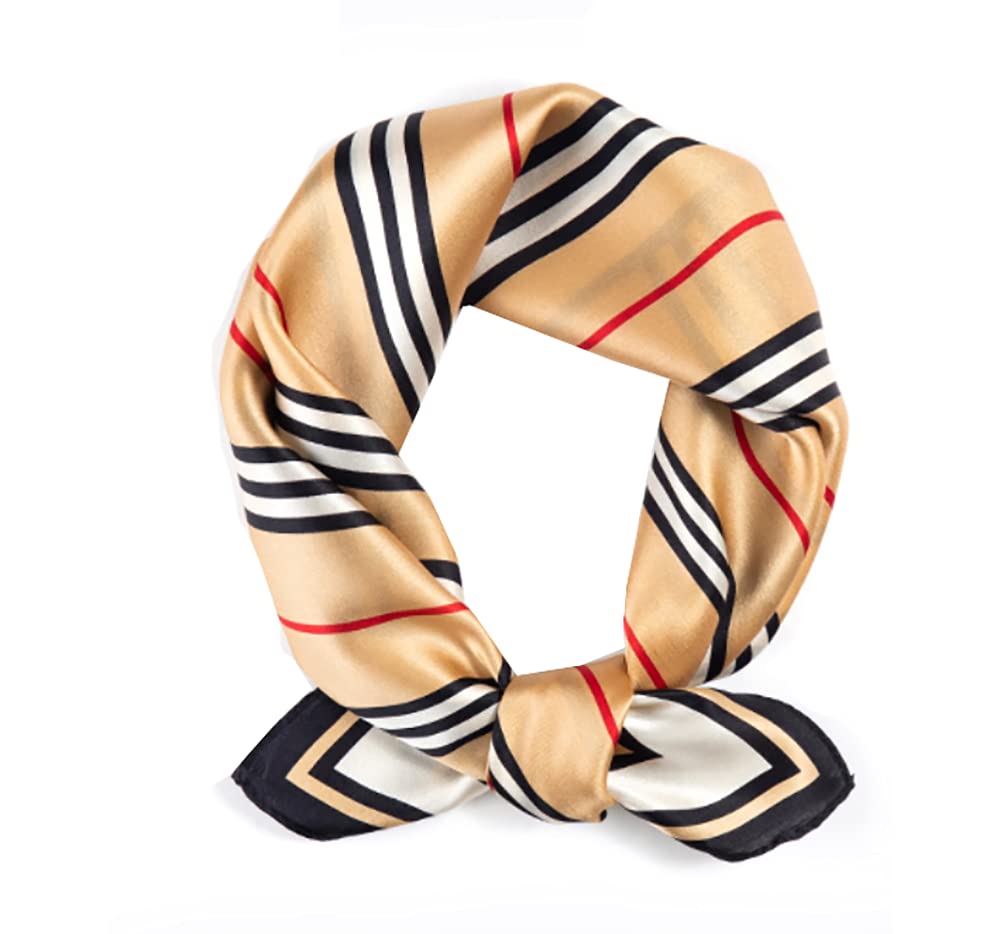 100% Mulberry Silk Scarf -21” Lightweight Square Neckerchief – Breathable Digital Printed Scarves with Gift Packed