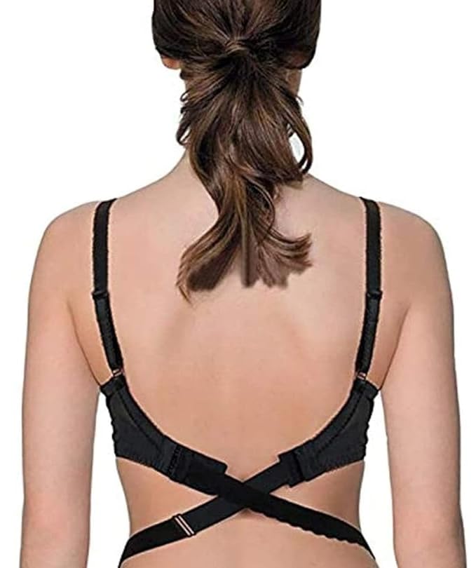 Women's/Girls Low Back Adjustable Convertor Back side Bra Strap Extender Hook Black,Beige(Pack of 4)-image-32