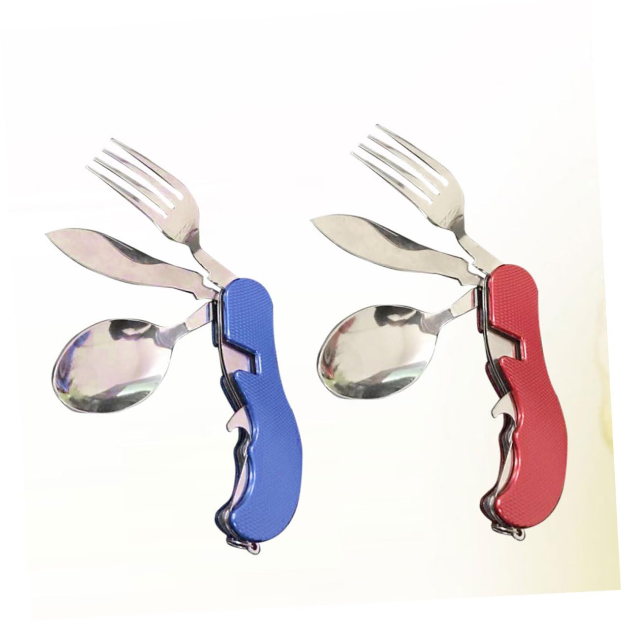 BESPORTBLE 3 Juegos Cuchara de Picnic Utensilios para Servir de Acero Inoxidable Cubiertos Viaje abrebotellas Tenedor Cuchara Palillos vajilla Plegable portátil cámping Suite