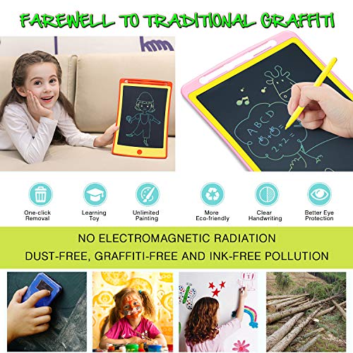 LCD Writing Tablet Drawing Board - 10.5 Inch Colorful Screen Electronic Writing Doodle Pad Children Preschool Learning Educational Handwriting Pad for Note Memo Boy Girl Toy Gift (10.5inch, Pink)