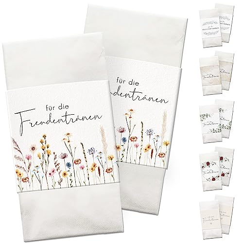 Freudentränen Taschentücher Banderole Mit Klebepunkte - Hochzeit Vintage - Kirche - Hochzeits Ideen - Wildflowers 50 Stück