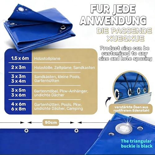 Lona de protección impermeable azul lona protectora multiusos resistente a los rayos UV 130x240 6