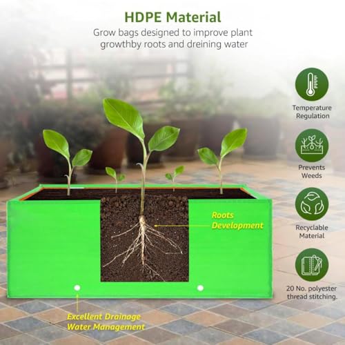 Image of Outdoor Indoor Grow Bags, Premium HDPE 230 GSM for Terrace Gardening, UV Stabilized Plant Bags for Vegetables and Flowers, 7-8 Years Life(Pack of 2, 24X18X9)