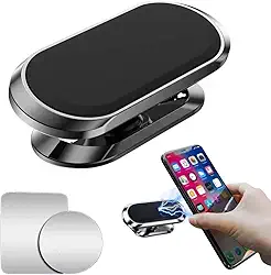 Suporte Veicular Magnético 360° Para Celular C/Imã Neodímio Ultra Forte, Compacto, Portátil, Fixação Segura no Painel do Carro.