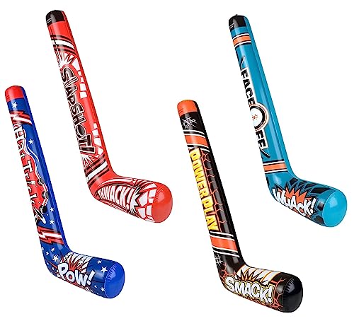 35\" Inflatable Hockey Sticks (4 Designs) Splash it! Thwack! Hat Trick. Pow! Power Play Smack! Face Off! Whack! Colorful. Vinyl. Great Party Favor (4 Pack - 4 Designs) - Thumbnail 5
