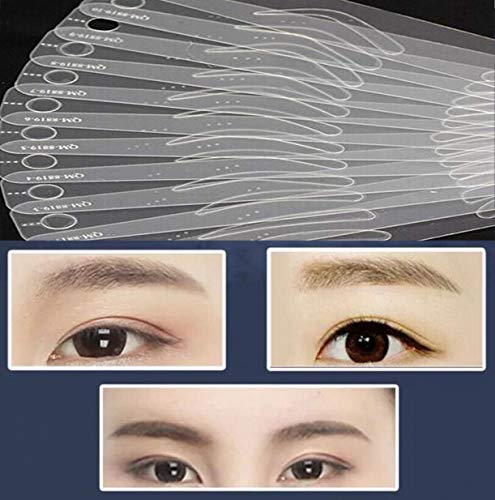 ZHONGJIUYUAN 12 stlye Eyebrow Stencil Makeup Template Eyebrow Grooming Shaping Stencil Kit DIY Eyebrow Template Card Beauty Eye Makeup Tool with belt