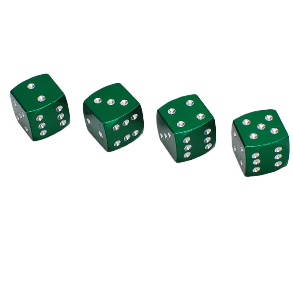 4PCS 2019 KAKAT Bicycle Car Wheel Bottle Cap Hexagonal Air Stems Tire Dust Cover Cover Ventile Air Stems Tire Dust Cover Dice Valve Cap Wheel 6 Colors (Green)