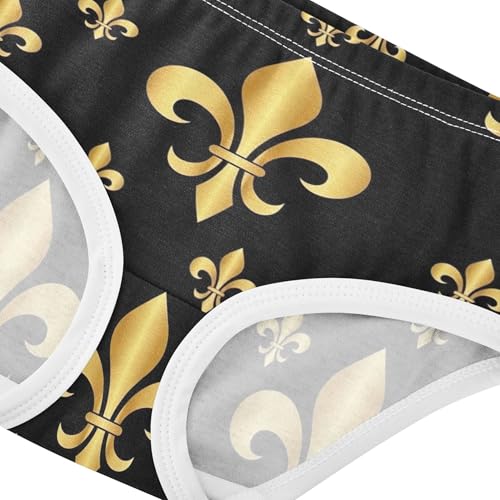 Cotton Toddler Underwear Floral Gold Fleur Mardi Gras Black Panties Little Girl Funny Briefs Kids Undies 2t4