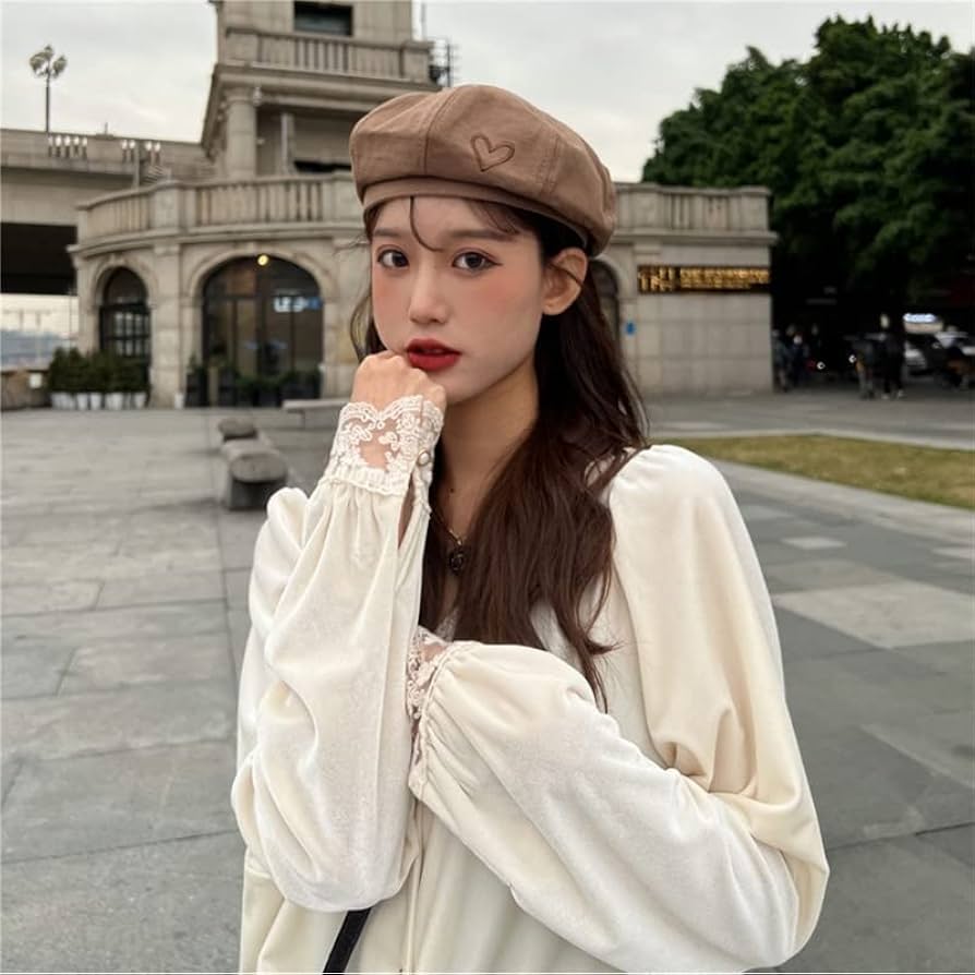 Amazon.co.jp: ベレー ヴィンテージ無地ベレー帽女性女の子刺繍