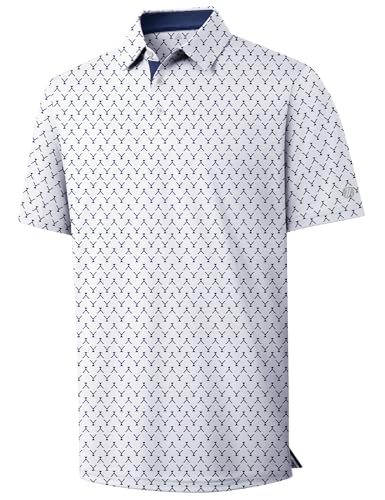 ZITY Mens Golf Shirts Short Sleeve Print Patterns Performance Moisture Wicking Polo Shirt