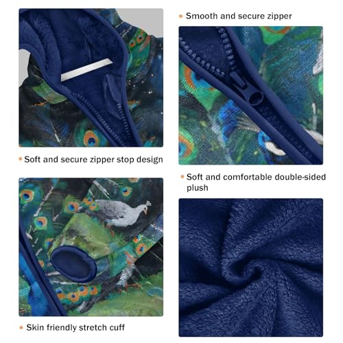 Peacock and Goose under Stars Toddler Fleece Jacket Girl Boys Hooded Fleece Jacket Coat Warm Outwear Zip-up 3-10T3