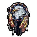 OYSTERBOY Large 8.3 x 11.8 inch 100% Embroidered Patch Motorcycle Bikers Riders Native American Bald Eagle Dream Catcher The Ultimate Respect Patrotic Applique Decorative Patch