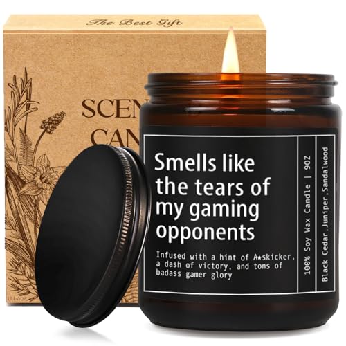 Funny Gaming Gamer Candle Gifts for Men, Candle Smells Like The Tears of My Gaming Opponents, Unique Birthday Christmas Gamer Candles Gift for Boyfriend/Brother/Husband/Dad/Teen Boys/Game Lover-100