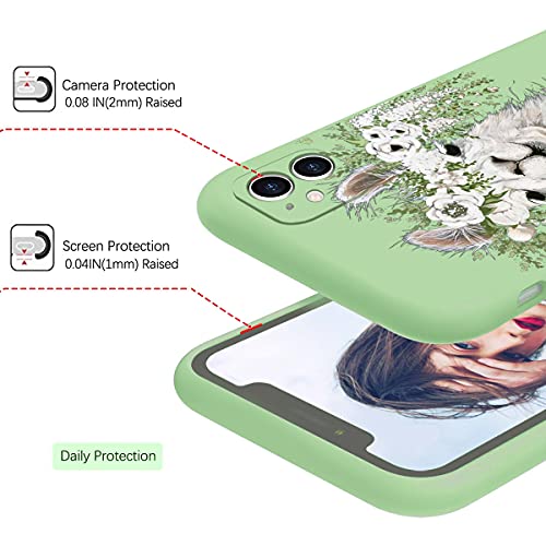 Creforkial Cute Flower Llama Green Case For Iphone 7/8 / Se 2020 Liquid Silicone With Anti-Scratch Microfiber Lining Cover For Iphone 8/7 / Se 2020 Full Body Protective Cell Phone Case #TOP3