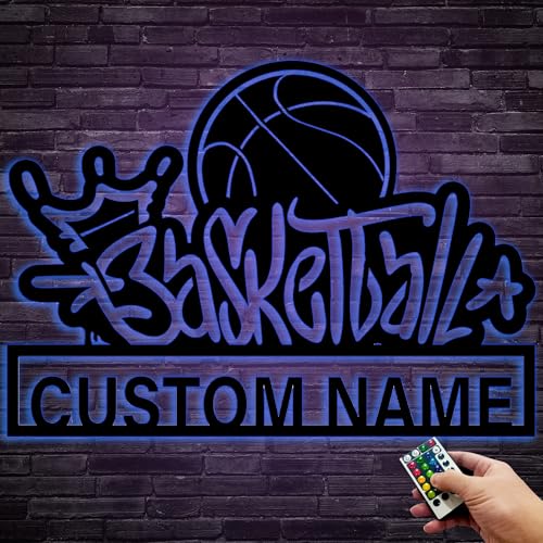 Custom Basketball Metal Sign With Led, Basketball Fan's Gift, Personalized Metal Sport Sign, Custom Metal Sign, HoopsterGift, Team's Name Sign, Basketball Gym Sign, Man Cave Wall Decor