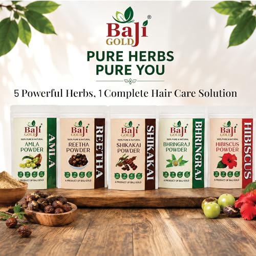 Image of Amla Reetha Shikakai Bhringraj Hibiscus Powder 500g | for Hair Growth | Natural Hair Cleanser Soft and Shiny Hair Care Powder | For Men and Women