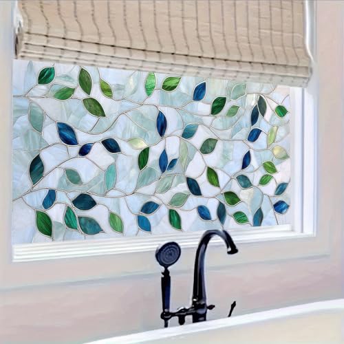 Película para ventana BlissYard hojas coloridas 39.3×17.7 pulgadas miniatura 2
