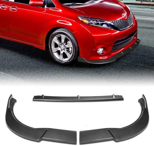 3 Pieces Front Bumper Lip Spoiler Splitter Side Body Kit Trim Protection Compatible with 2011-2017 Toyota Sienna SE Model, 2012 2013 2014 2015 2016 (Matt Black)