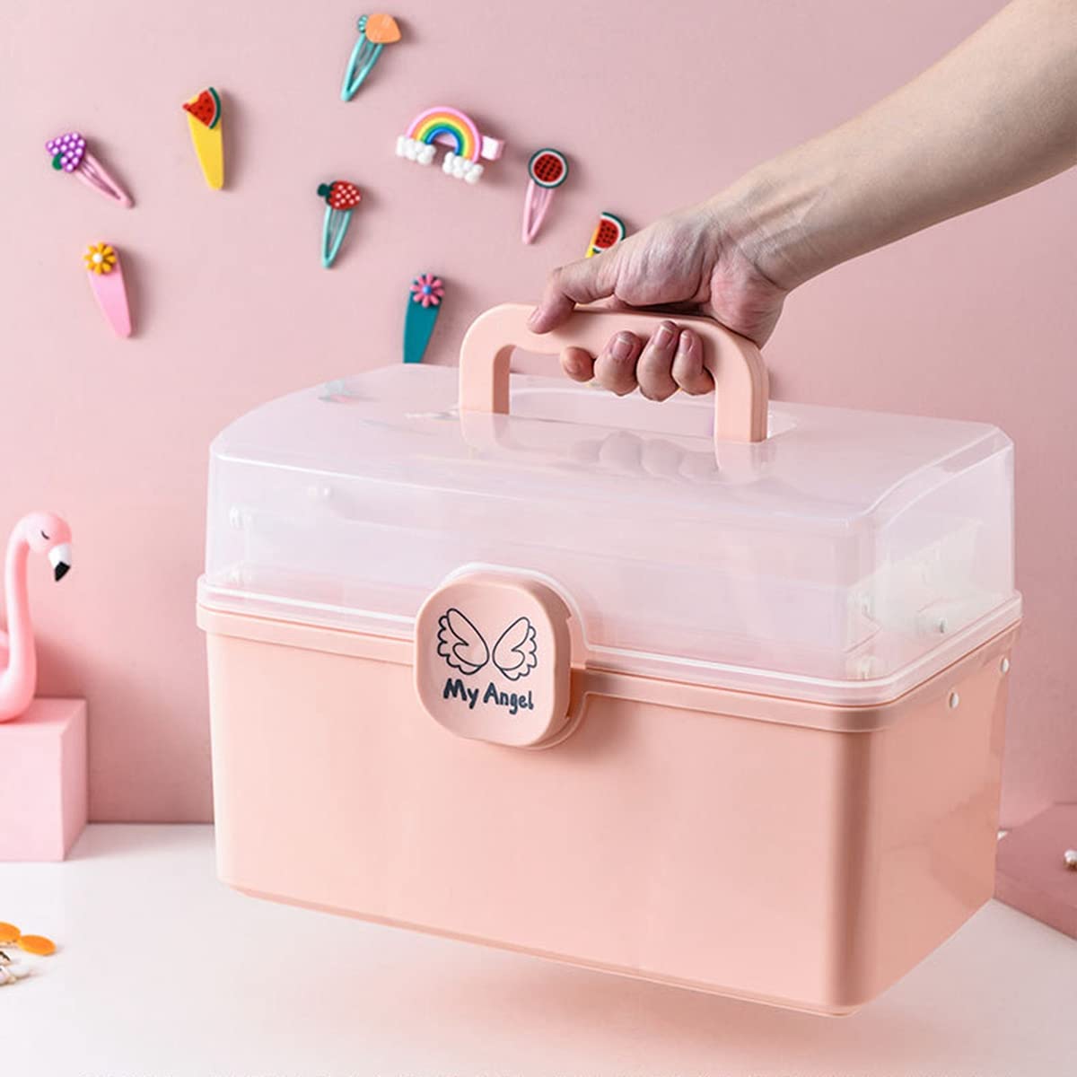 Caja de almacenamiento para accesorios para el , para niñas, con banda elástica, para el , acabado de mesa, para joyas, tamaño pequeño