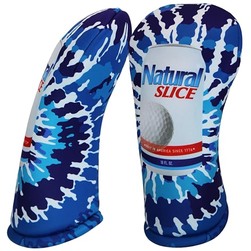 Natural Slice Blue Tie Dye Driver 460cc Club Headcover Handmade by BeeJos