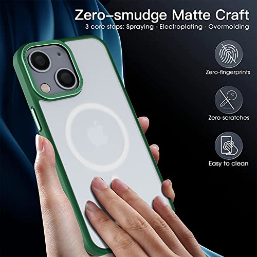 Image of Vaku Luxos Trans Armor MagPro for iPhone 14 Plus Cover Case, 6 Feet Drop, Metal Ring Camera Protection, Shockproof, Scratch Resistant, Slim, Compatible with MagSafe Back Cover - Green