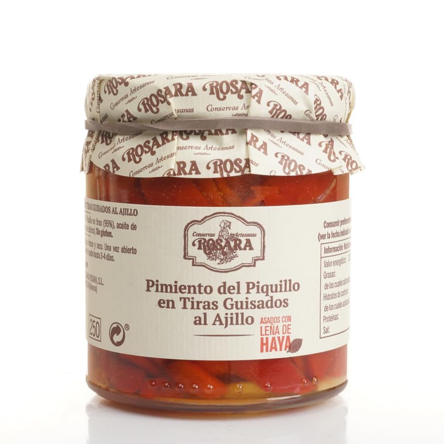 Pimientos del piquillo en tiras guisado con ajillo tarro 250 ml