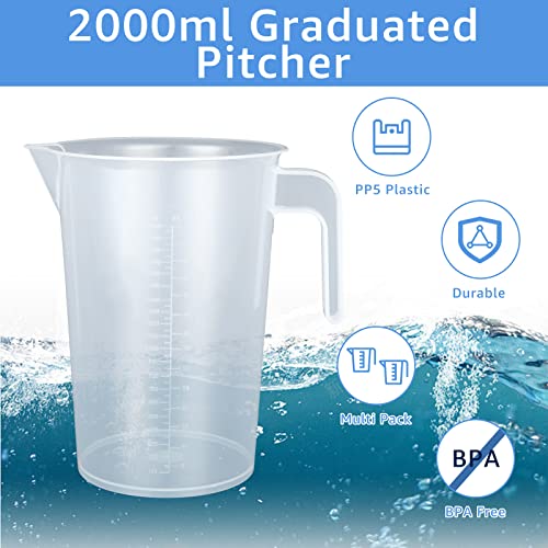 Pack de 4 vasos medidores plásticos de 2 litros miniatura 3