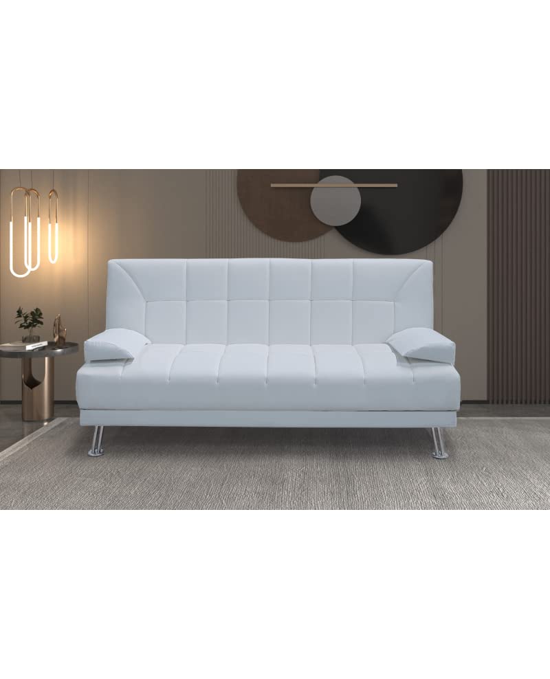 Generico Divano letto tre posti, reclinabile, ecopelle bianco Sicorage 187cm Crucy