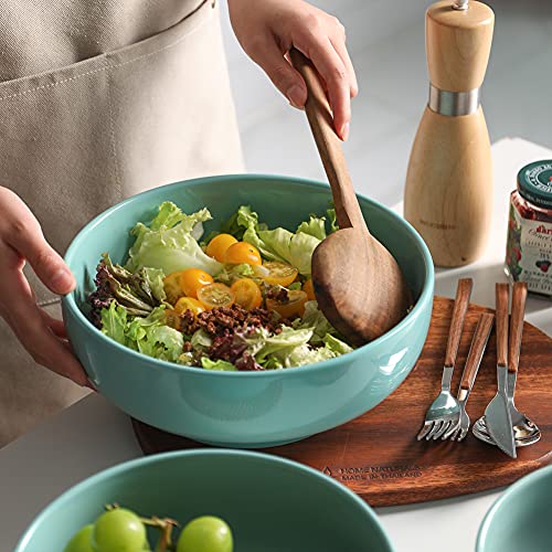 Sweejar 37 Ounce Porcelain Serving Bowls For Salad Pasta Soup, 7 Inch Ceramic Bowl Set For Family Daily Use, Stackable Bowls For Kitchen, Set Of 2(Turquoise) #TOP3
