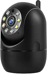 Câmera Smart Segurança Baba Eletrônica Ip WiFi Giratória Panorâmica Visão Noturna Microfone Antena Full HD Pet Vigilância Ambientes Internos e Externos Compatível Com SmartPhones PREMIUM (PRETA)