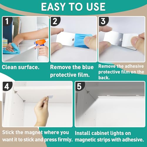 Image of 12 Pcs Under Cabinet Light Magnetic Strip, Replacement Magnetic Strips with Adhesive Backing for Cabinet Lights - Iron Sheet for Cabinet Lighting(7.5cmx2.8cm Not Magnets)