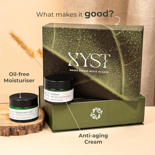 Image of Xyst Anti Aging Skincare Gift Set (Pack of 2) | Hyaluronic Acid Day Moisturiser & Retinol Night Cream Kit | Hydrate & Renew Combo | For Women & Men | Suitabe for All Skin Types