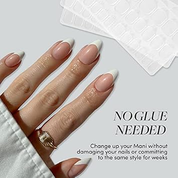 Glamnetic Press-On Nails & Adhesive Nail Tabs - Sprinkles | Glossy Short Almond Rainbow French Tip Nails | 12 Sizes - 24 Nail Kit with Adhesive Tabs