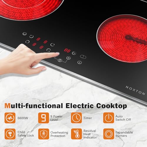 Image of Noxton 24 Inch Electric Cooktop with Glass Protecting the Metal Frame