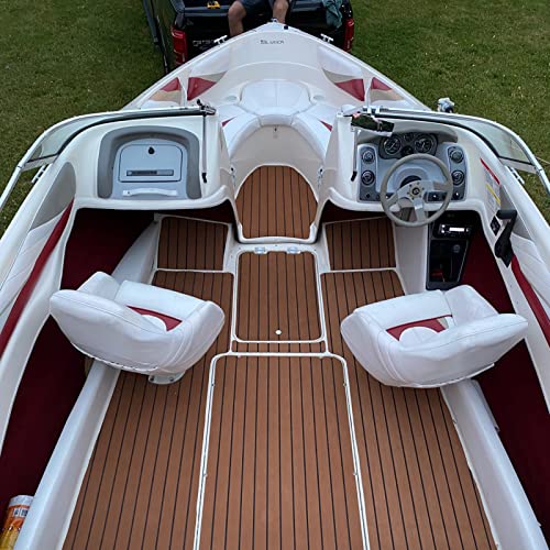 Boat Decking Eva Teak Decking Sheet, Faux Teak Decking Mat For Boat Yacht Marine Floor Carpet/Swimming Pool Floor Carpet - 94.5''X35.4'' Wear-Resistant Non-Slip And Self-Adhesive Pad Strong Glue #TOP5